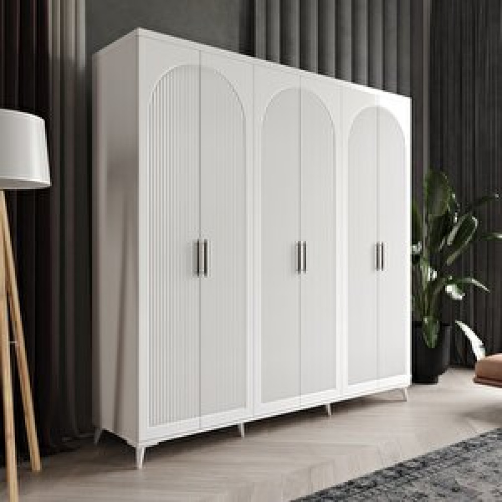 GuneyStore Guneystore Oslo 6 Kapaklı Komple Mdf Beyaz Gardırop Gardrop & Dolap Fiyatı