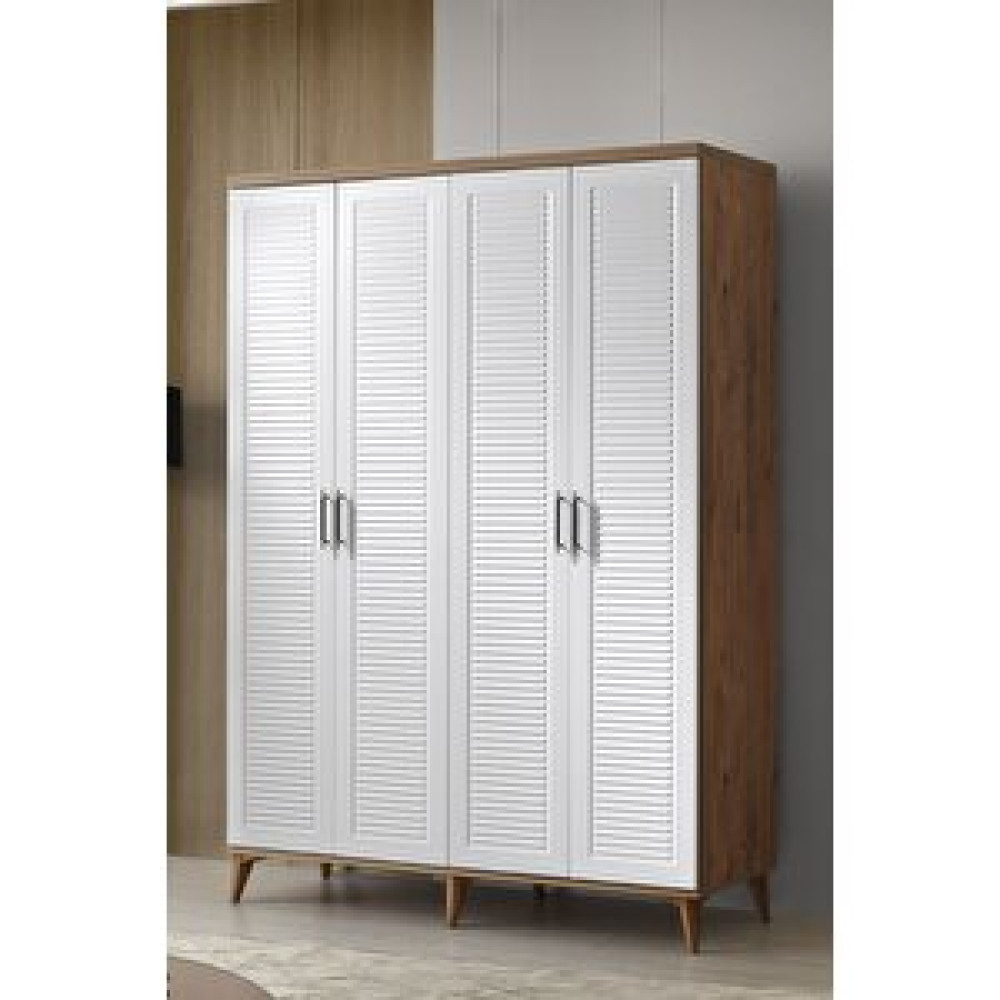 GuneyStore Guneystore Paris 4 Kapaklı Komple Mdf Atlantik Çam-beyaz Gardırop Gardrop & Dolap Fiyatı