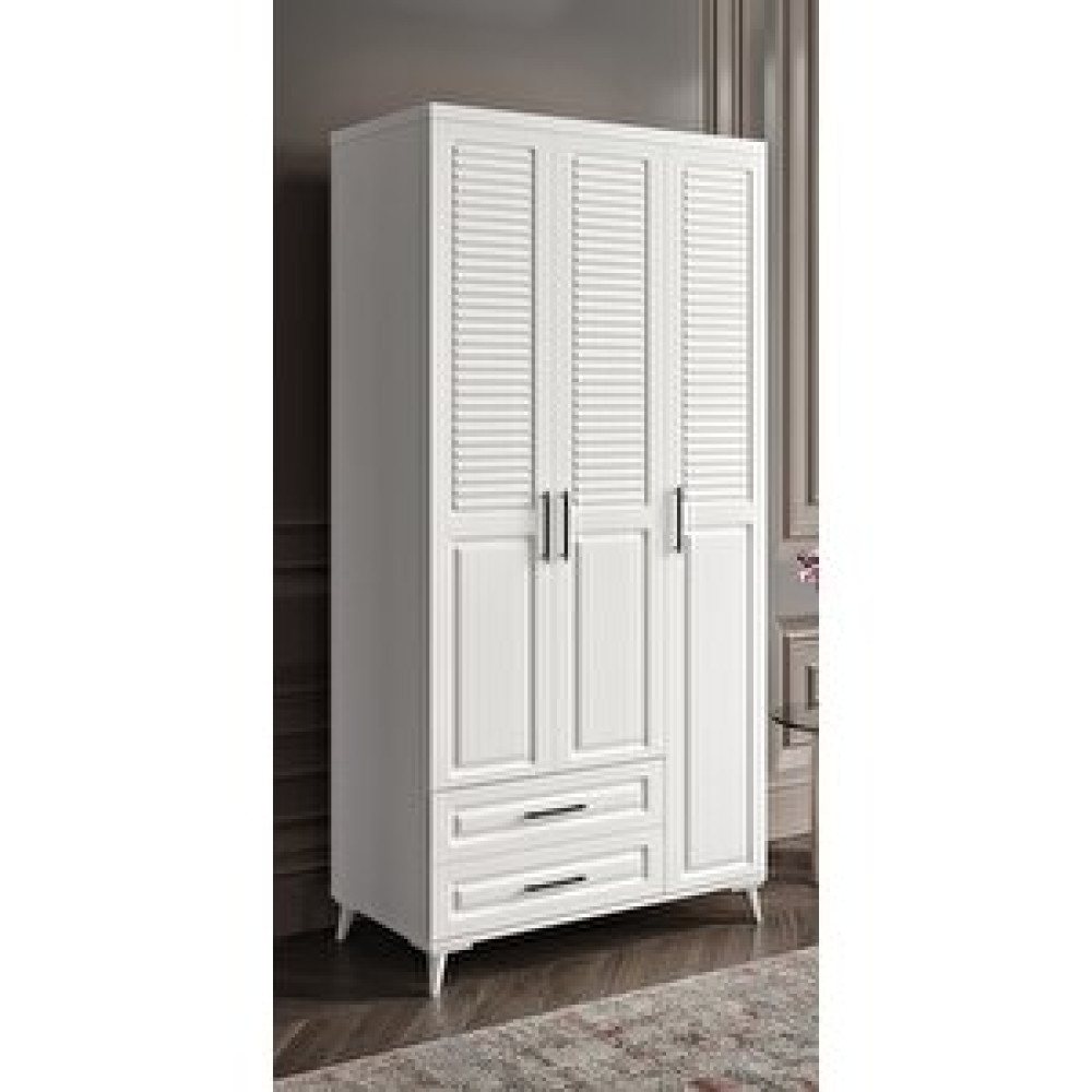 GuneyStore Guneystore Sanat 3 Kapaklı Komple Mdf Beyaz Gardırop Gardrop & Dolap Fiyatı