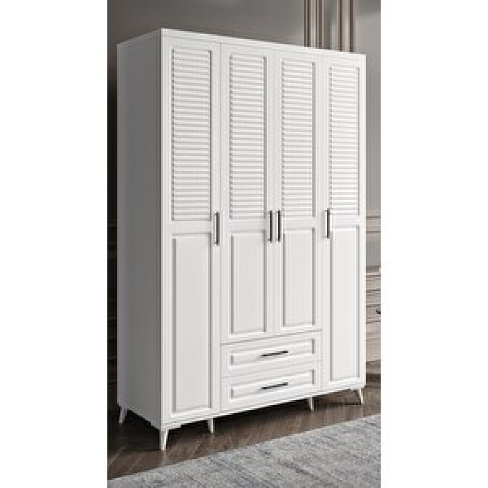GuneyStore Guneystore Sanat 4 Kapaklı Komple Mdf Beyaz Gardırop Gardrop & Dolap Fiyatı
