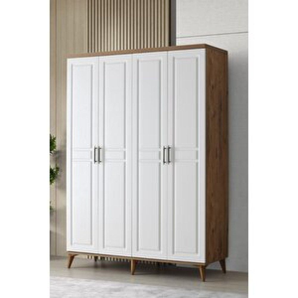 GuneyStore Guneystore Sport 4 Kapaklı Komple Mdf Atlantik Çam-beyaz Gardırop Gardrop & Dolap Fiyatı