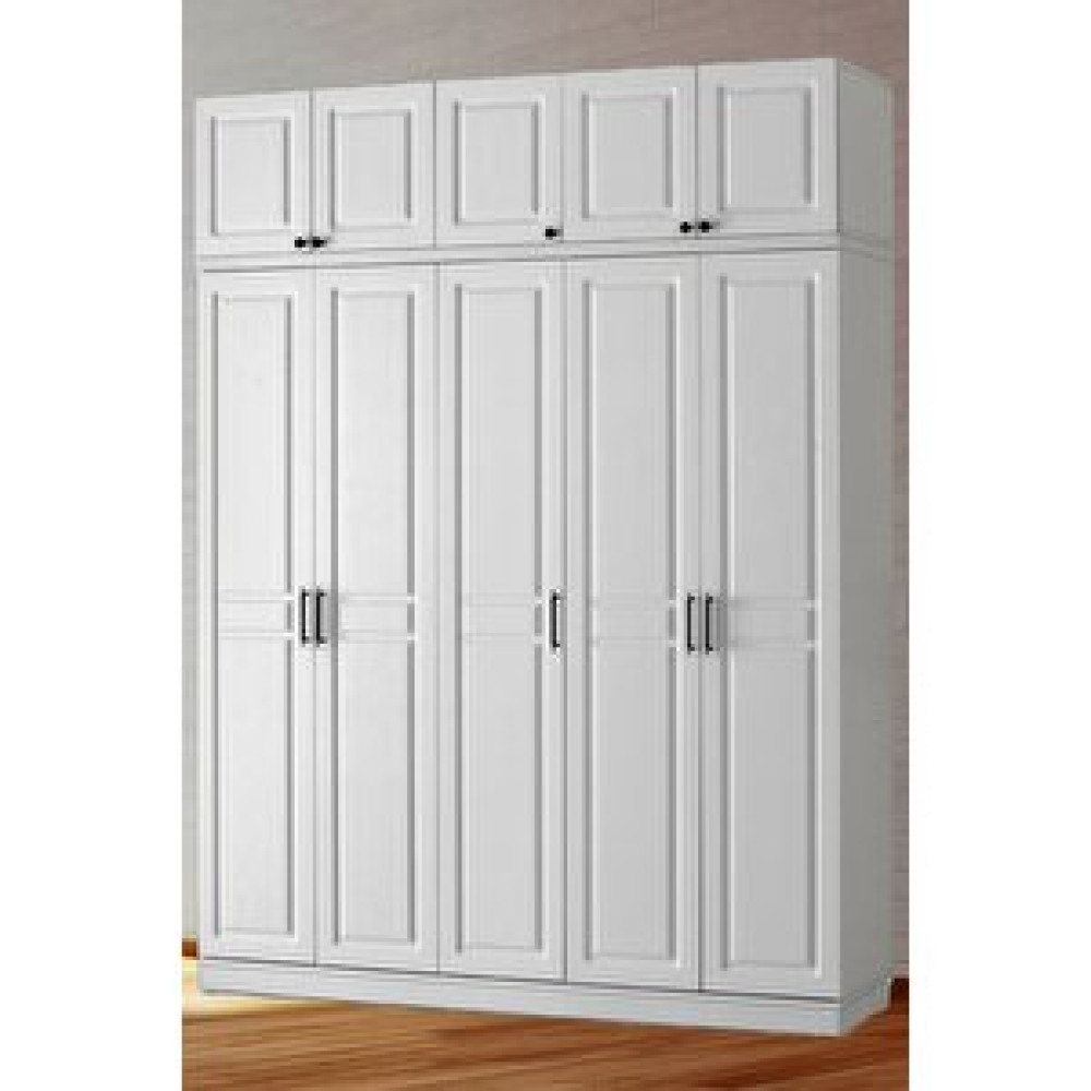 GuneyStore Guneystore Sport Komple Mdf 5 Kapaklı Yüklüklü Beyaz Gardırop Gardrop & Dolap Fiyatı