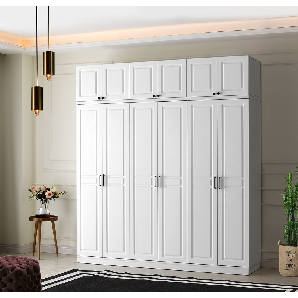 GuneyStore Montaj -%100 MDF Sport 6 Kapaklı Yüklüklü - Beyaz Gardırop - MDF Dolap - Elbise Dolabı Gardrop & Dolap Fiyatı