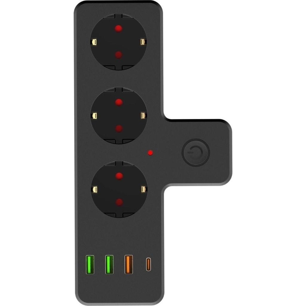 Gunkes 2500W Akım Korumalı 3 Prizli,3'lü Priz, 3x Usb,1x Type-C Giriş ve 1 Type-C Pd 20W Bağlantılı Duvar Tipi Priz Bilgisayar Çevirici ve Adaptörü Fiyatı