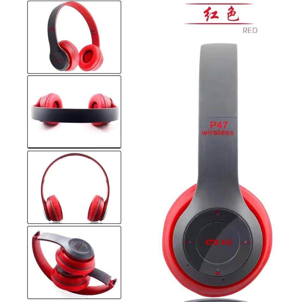 Gunkes P47 Extra Bass Wireless Bluetooth Kulaklık 5.1 Edr - Kırmızı Bluetooth Kulaklık Fiyatı