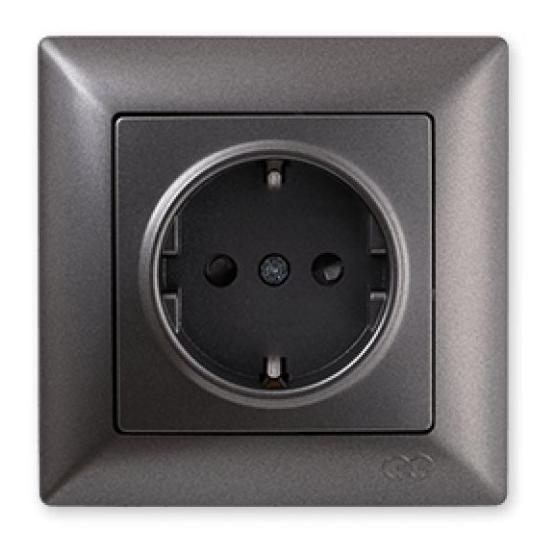 Günsan Elektrik 01281700-100116 Visage Çocuk Korumalı Füme Topraklı Priz