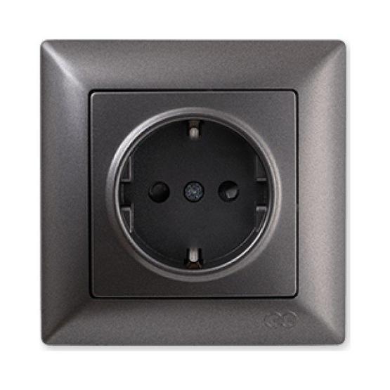 Günsan Elektrik 01281700-100116 Visage Çocuk Korumalı Füme Topraklı Priz