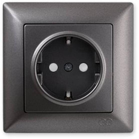 Günsan Elektrik 01281700-100116 Visage Çocuk Korumalı Füme Topraklı Priz