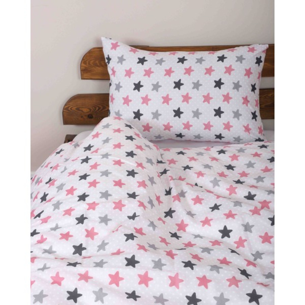 Günteks Tek Kişilik Nevresim Seti Pembe Yıldız (Çarşafsız) - Beyaz - Pembe - 160x220 cm Nevresim Takımı Fiyatı