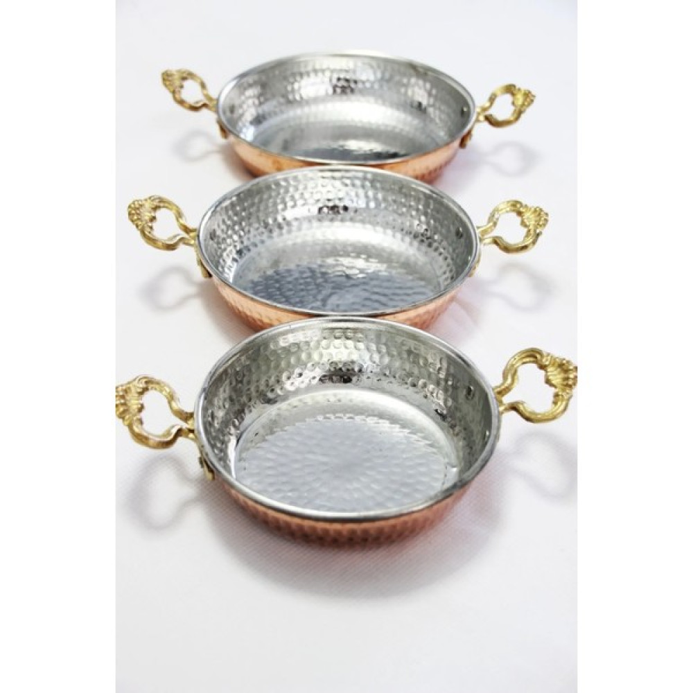 Gür Bakır Kalın Bakır Tava 3'lü Set 16-18-20 cm Tavalar Fiyatı