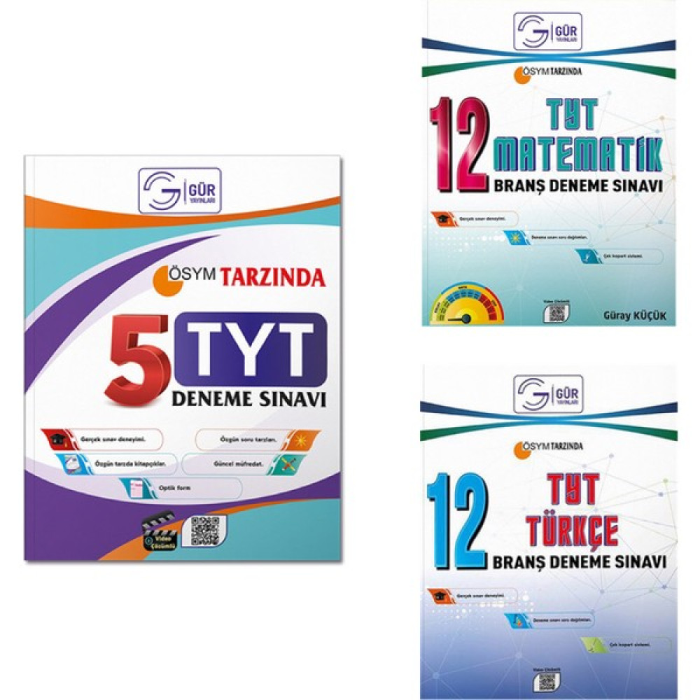 Gür Yayınları Gür Yayınları ÖSYM Tarzında 5li TYT Deneme Sınavı - 12'li TYT Matematik ve Türkçe Branş Denemesi Temel Yeterlilik Testi (TYT) Fiyatı