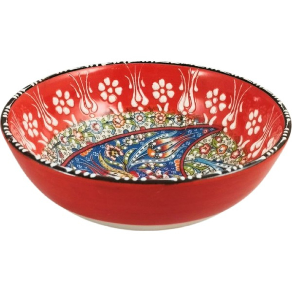 Güray Seramik 15 cm Çerezlik, Salata Kasesi, Sosluk, Kase, Tatlı Kasesi, Kahvaltılık Kase, Çiçek Desenli Kase - Kırmızı Kase Fiyatı
