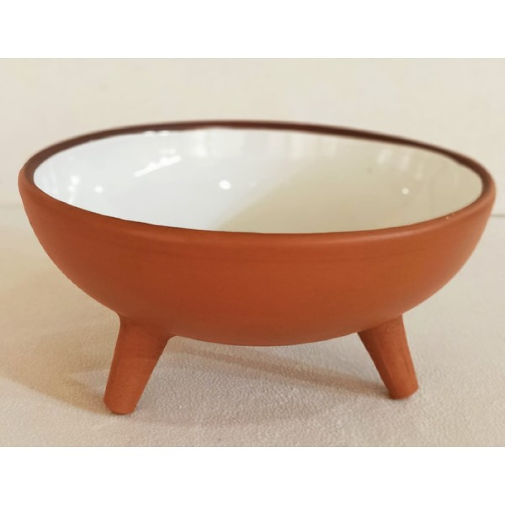 Güray Seramik Beyaz Naturel Ayaklı Kase ve Saksı 21 cm Kase Fiyatı