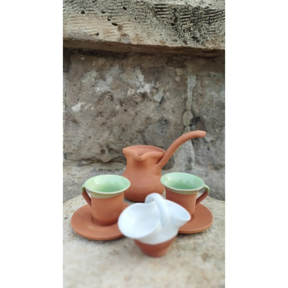 Güray Seramik Naturel Cezve ve Fincanlı Set Türk Kahvesi Fincan Seti Hediyelik Kahve Fincan Seti Kahve Seti - Yeşil Fincan / Bardak / Kahve Takımı Fiyatı