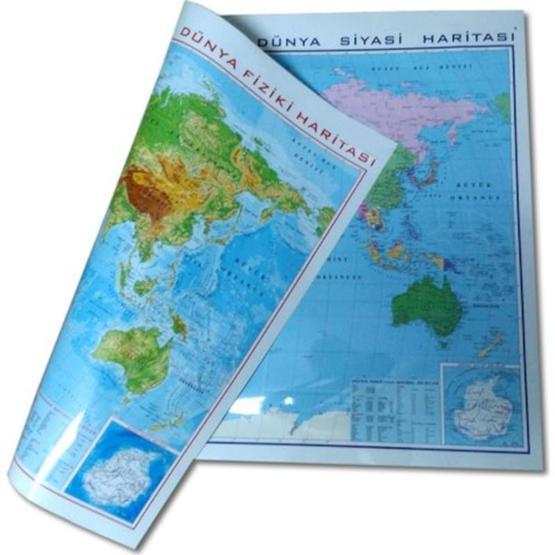 Gürbüz 70x100 cm Fiziki Dünya Haritası
