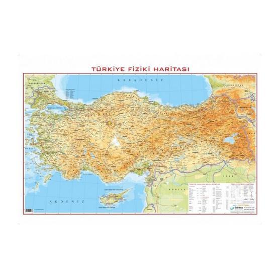 Gürbüz 70x100 cm Fiziki Dünya Haritası