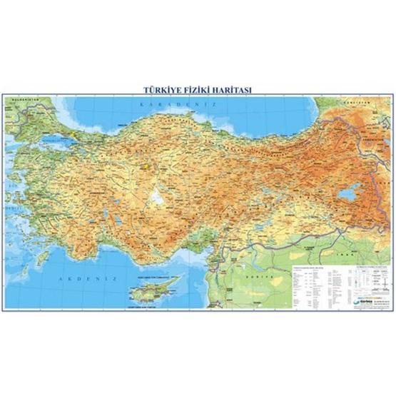 Gürbüz 70x100 cm Fiziki Dünya Haritası