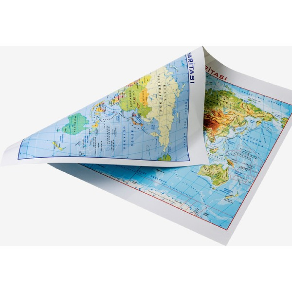 Gürbüz Yayınları Dünya Fiziki + Siyasi 35 x 50 cm Çift Taraflı Harita & Küre Fiyatı