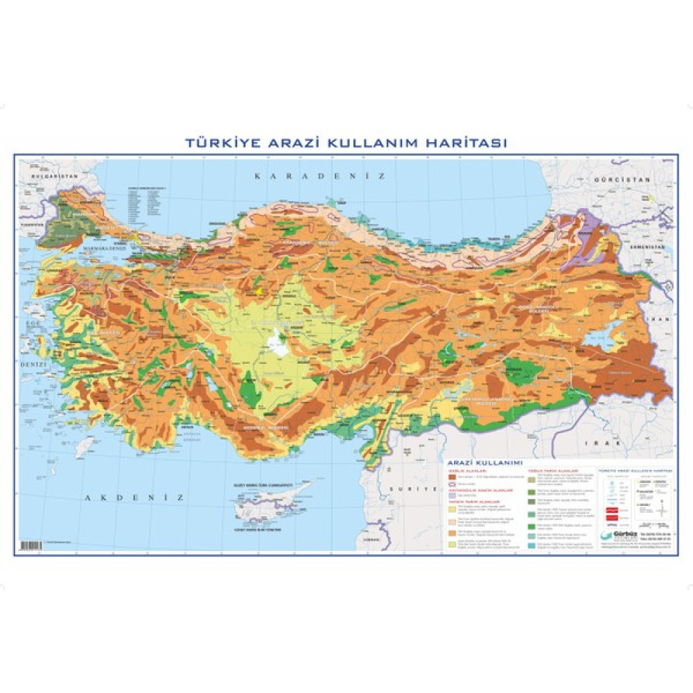 Gürbüz Yayınları Türkiye Arazi Kullanımı 70 x 100 cm Harita & Küre Fiyatı