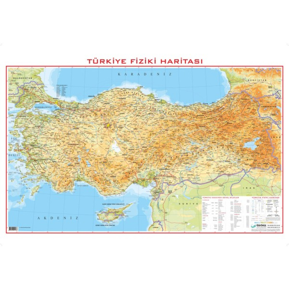 Gürbüz Yayınları Türkiye Fiziki 70 x 100 cm Harita & Küre Fiyatı