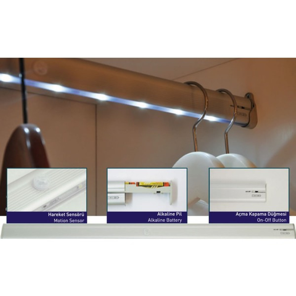 Gürçay Işıklı Askı Borusu Kesilebilir Pilli Sensörlü 81-85Cm - 81 - 85 Cm Eşya Saklama / Düzenleme Fiyatı
