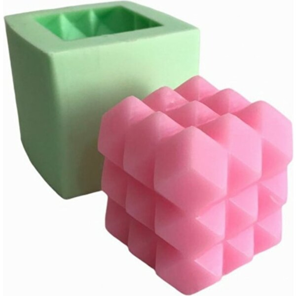 Gurmender Küp Şekilli Bubble Mum Kalıbı-Fantastik Rubik Silikon Mum Kalıbı Ev & Dekorasyon Aksesuarları Fiyatı