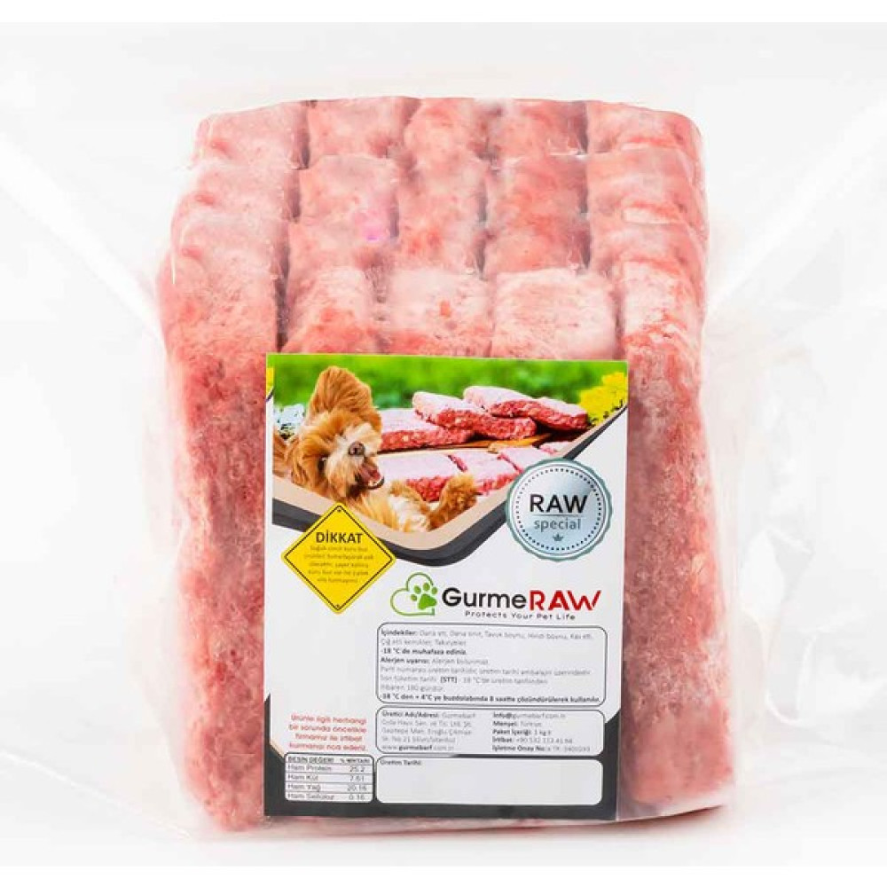 Gurmeraw Raw Specıal - 5-20KG Çiğ Köpek Maması Barf - 100 Gr’lık Porsiyonlar Halinde Gurme - 10 kg Evcil Hayvan Ürünleri Fiyatı