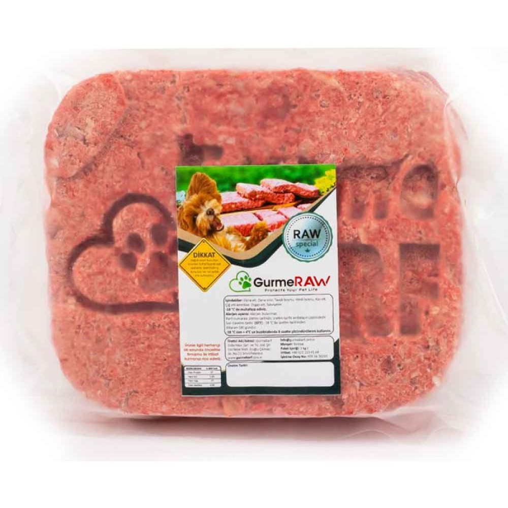 Gurmeraw Raw Specıal - 5-20KG Çiğ Köpek Maması Barf - 1kg’lık Porsiyonlar Halinde Gurme - 10 kg Evcil Hayvan Ürünleri Fiyatı