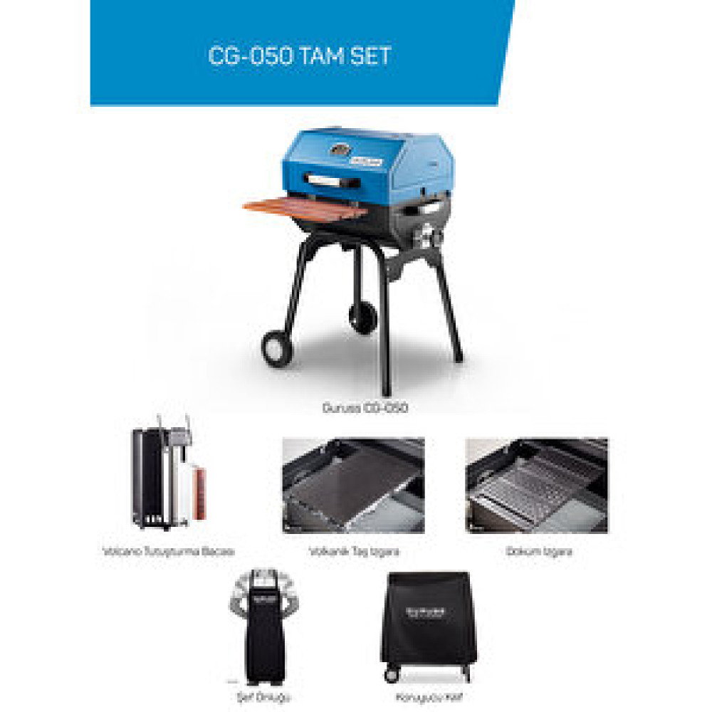 Guruss Cg-050 Kömürlü Barbekü Mangal Tam Set Mavi Mavi Bahçe Mangalı & Barbekü Fiyatı