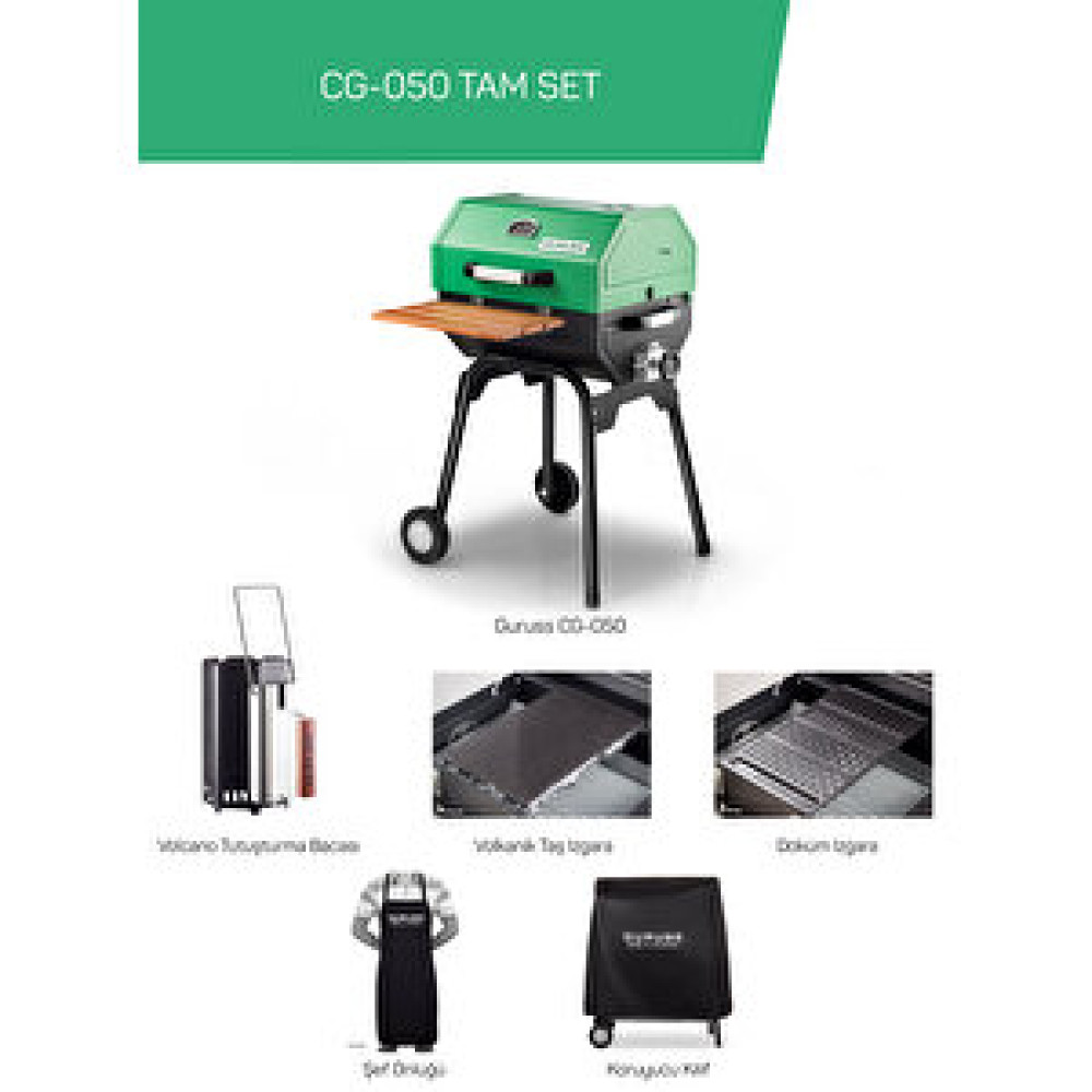 Guruss Cg-050 Kömürlü Barbekü Mangal Tam Set Yeşil Yeşil Bahçe Mangalı & Barbekü Fiyatı
