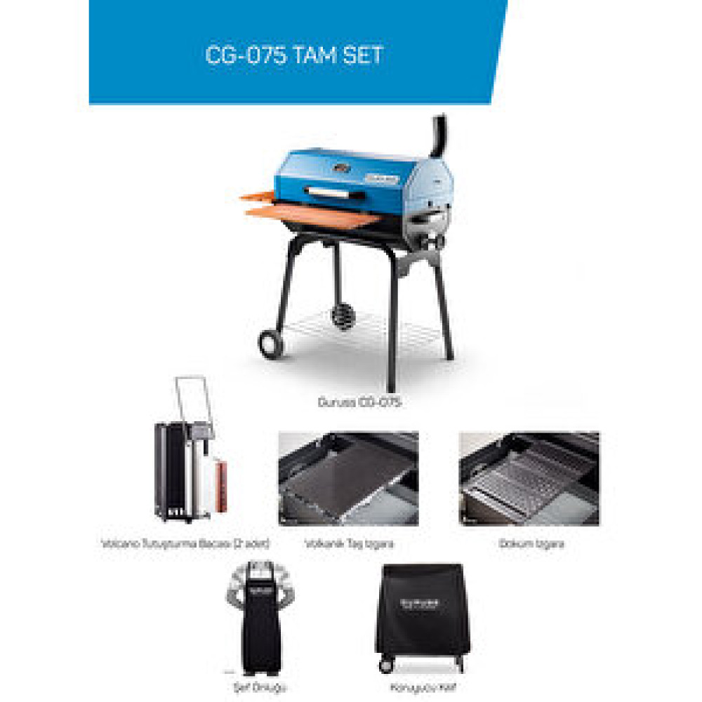 Guruss Cg-075 Kömürlü Barbekü Mangal Tam Set Mavi Mavi Bahçe Mangalı & Barbekü Fiyatı