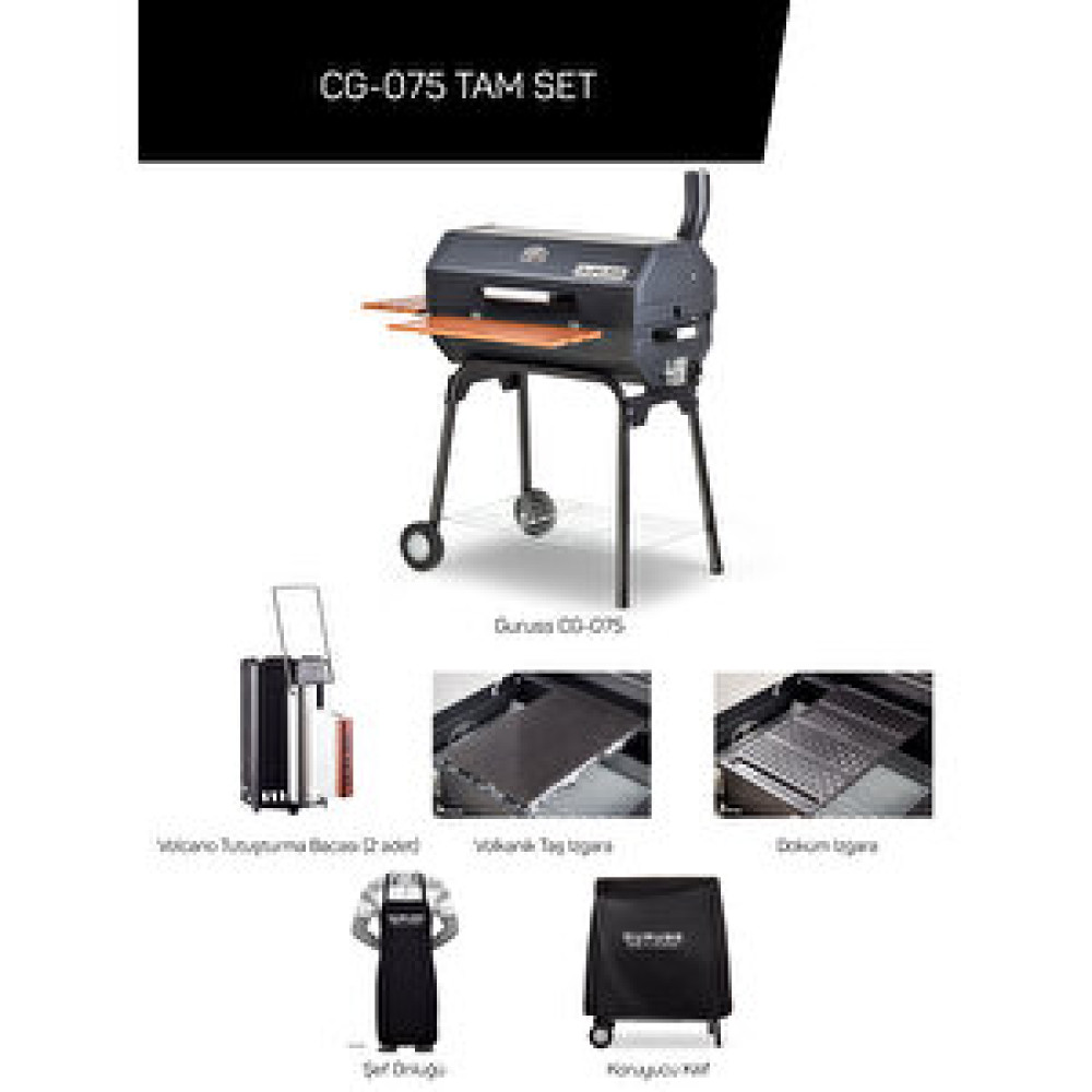 Guruss Cg-075 Kömürlü Barbekü Mangal Tam Set Siyah Siyah Bahçe Mangalı & Barbekü Fiyatı