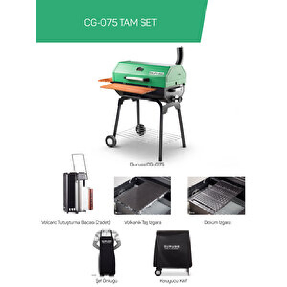 Guruss Cg-075 Kömürlü Barbekü Mangal Tam Set Yeşil Yeşil Bahçe Mangalı & Barbekü Fiyatı