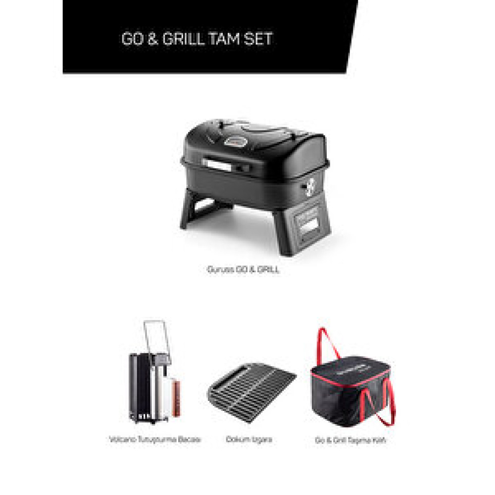 Guruss Go ve Grill Barbekü Mangal Tam Set Siyah Siyah Bahçe Mangalı & Barbekü Fiyatı