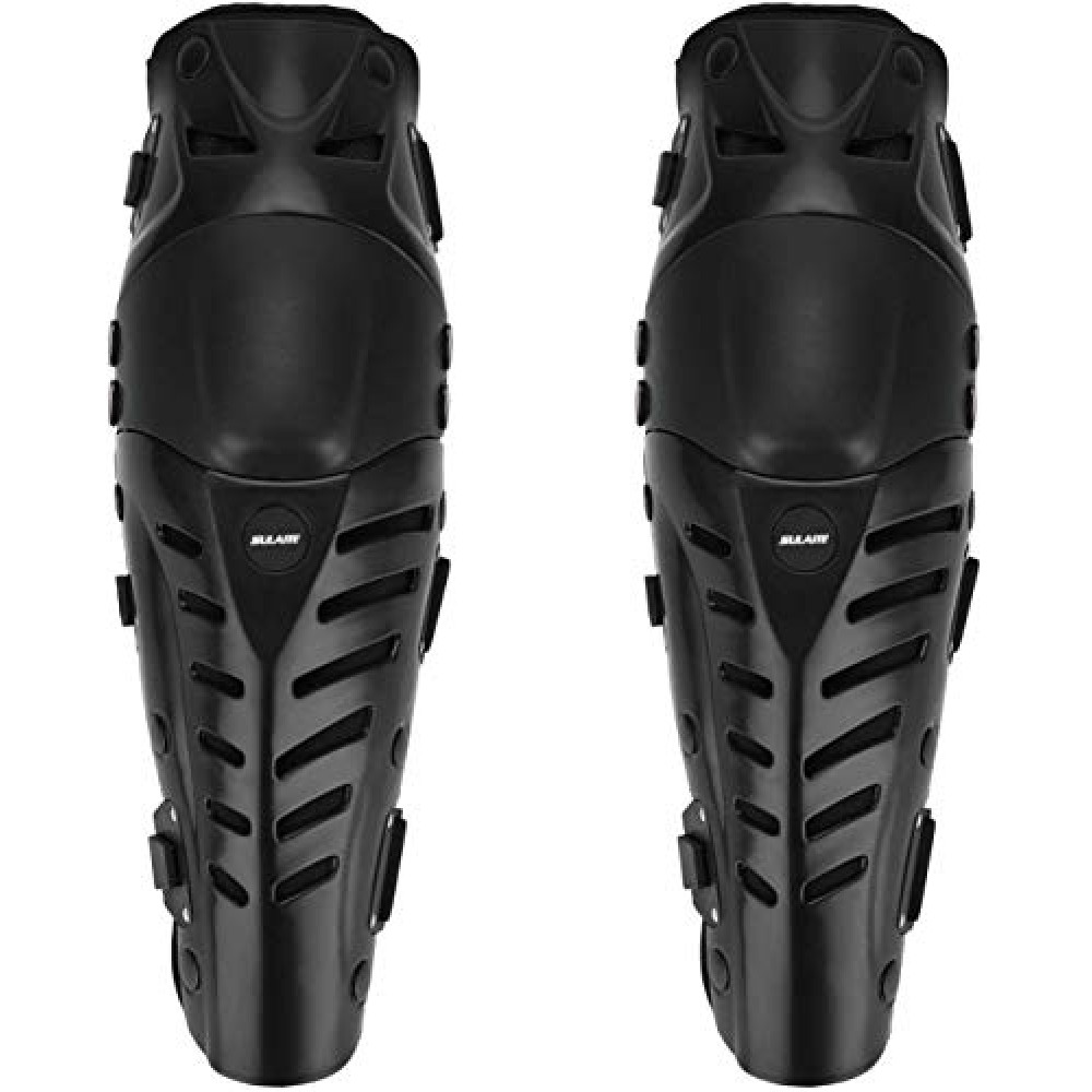 Gute Knee Pads, Black Adjustable Long Leg Sleeve Gear Crashproof Nonslip Protective Shin Guards for Motorcycle Mountain Biking-1 Pair