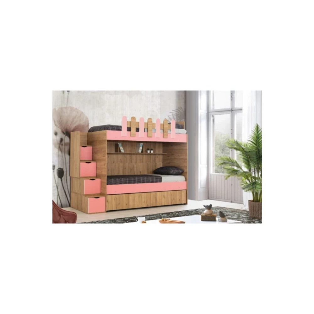 Guven Mobilya 90*190 Okyanus 3 Yatakli Ceviz / Pembe Kiwi Ranza Ranza Fiyatı
