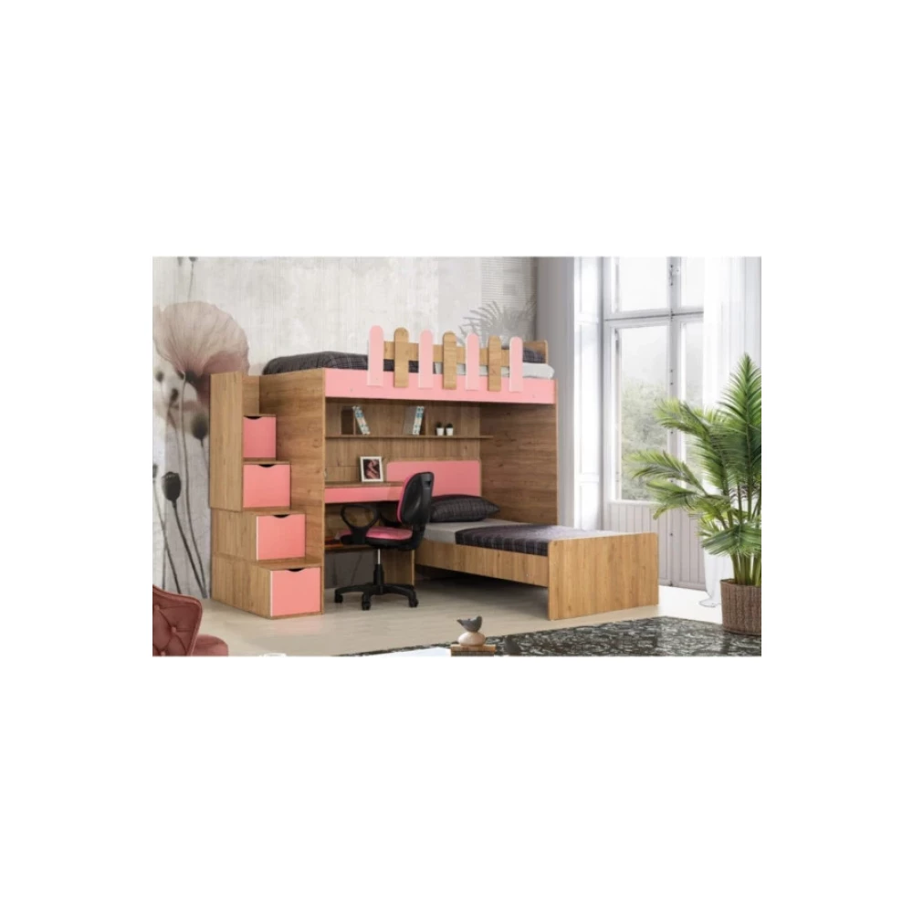 Guven Mobilya 90*90 Okyanus Ceviz / Pembe Karyola Calisma Masa Kiwi Ranza Ranza Fiyatı