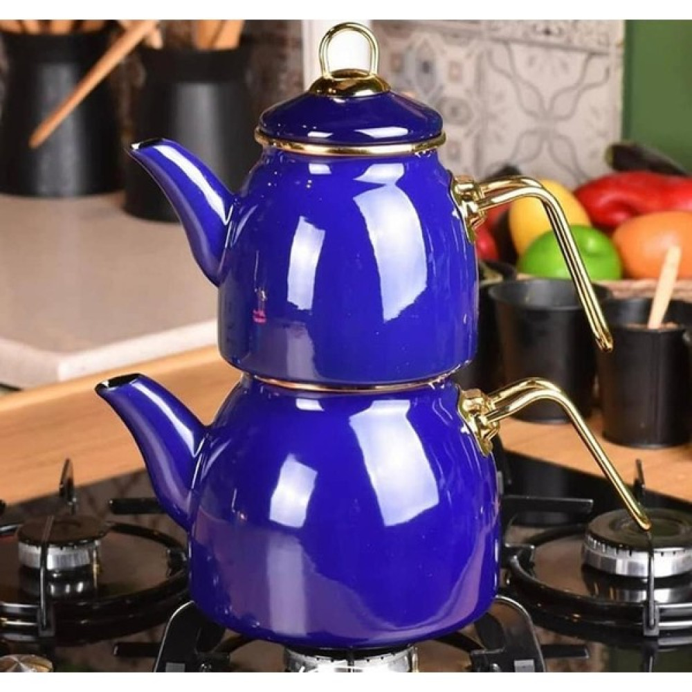 Güvenir Emaye Çaydanlık Takımı Lacivert Çay / Çaydanlık Setleri Fiyatı