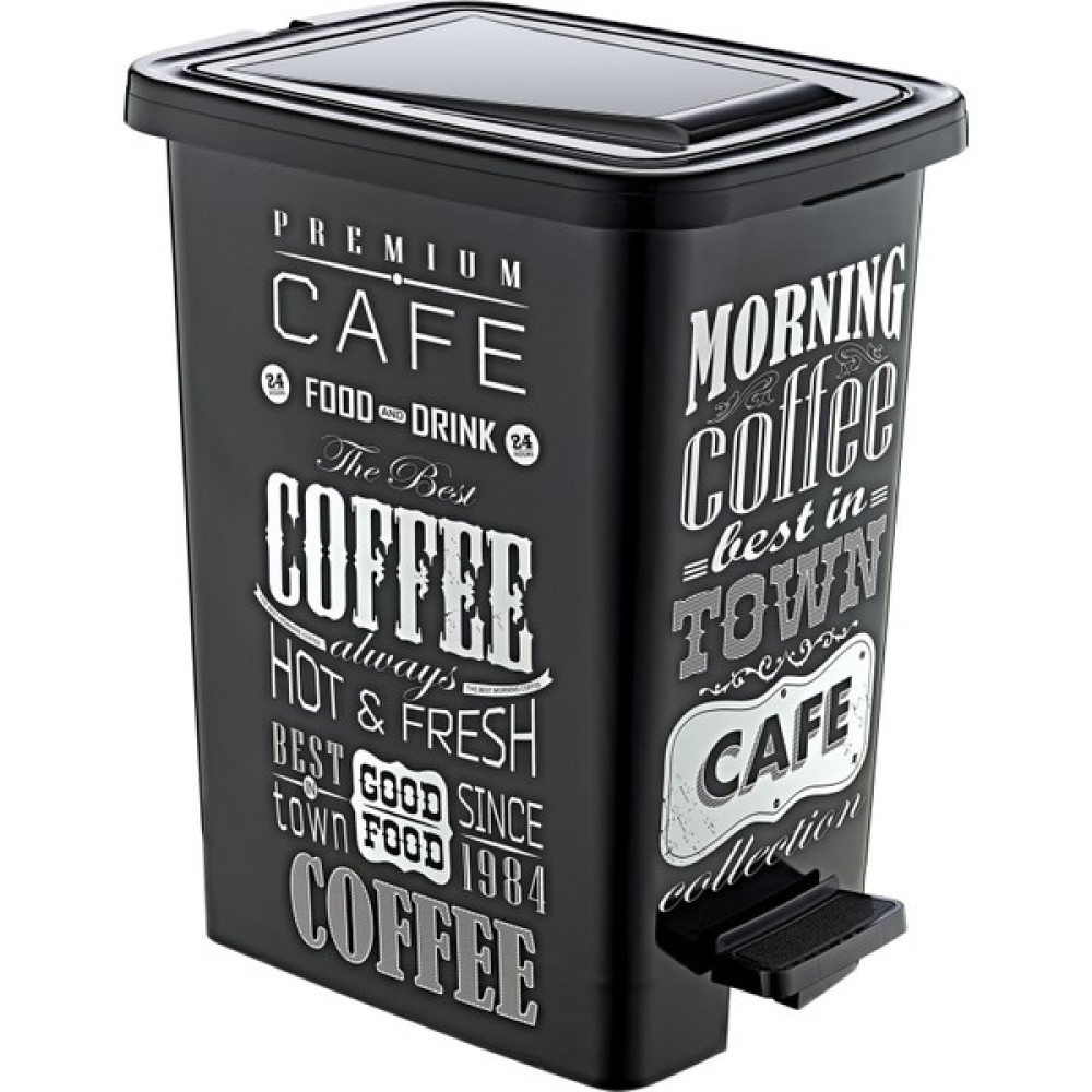 GuvenliPazar Plastik 25 Lt Slim Pedallı Çöp Kovası Siyah Beyaz Yazı Desenli (Iç Kovalı) - 39.5 cm x 27.5 cm x 45.3 cm Çöp Kovaları Fiyatı