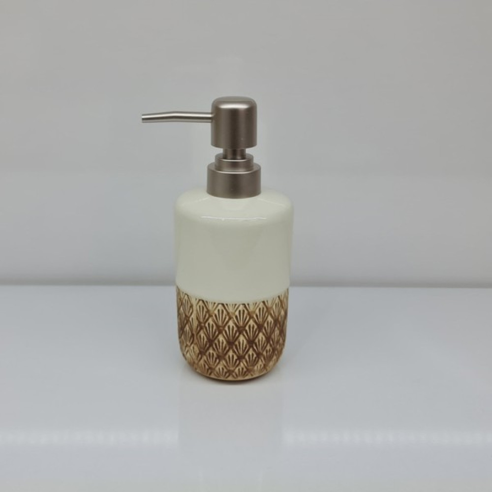 GuvenliPazar Porselen Sıvı Sabunluk Deterjanlık Beyaz Kahverengi Desen 220 ml Sabunluk Fiyatı
