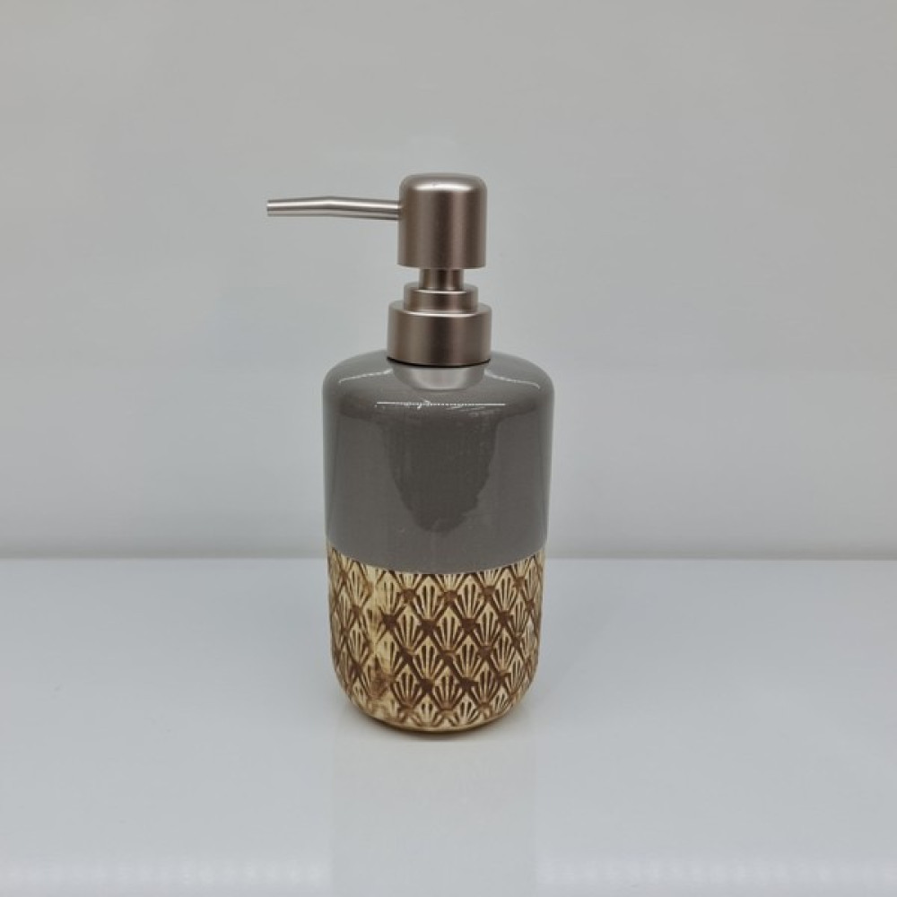 GuvenliPazar Porselen Sıvı Sabunluk Deterjanlık Gri Kahverengi Desen 220 ml Sabunluk Fiyatı