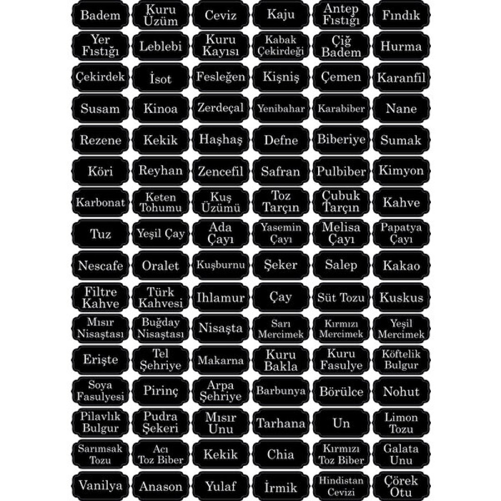 Guwwenn Kuruyemiş, Bakliyat ve Baharatlık Etiketi - 5 x 2 cm Duvar Stickerı Fiyatı
