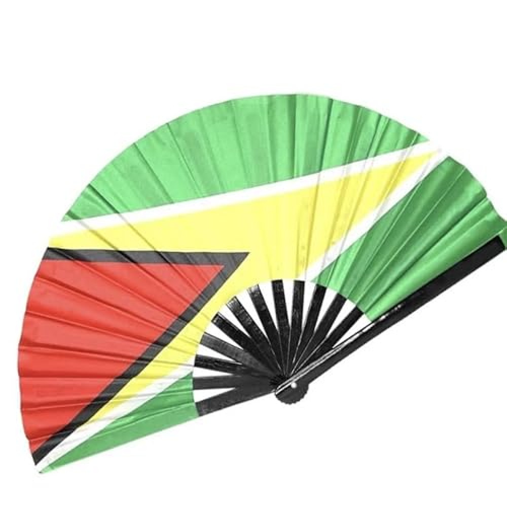 Guyana Flag Folding Fan|Large Folding Hand Fan|Clack Handheld Fan| Carnival Fan| Home Decoration| Cooling beach summer fan|Carnival Accessories Air Conditioner Spare Parts Fiyatı