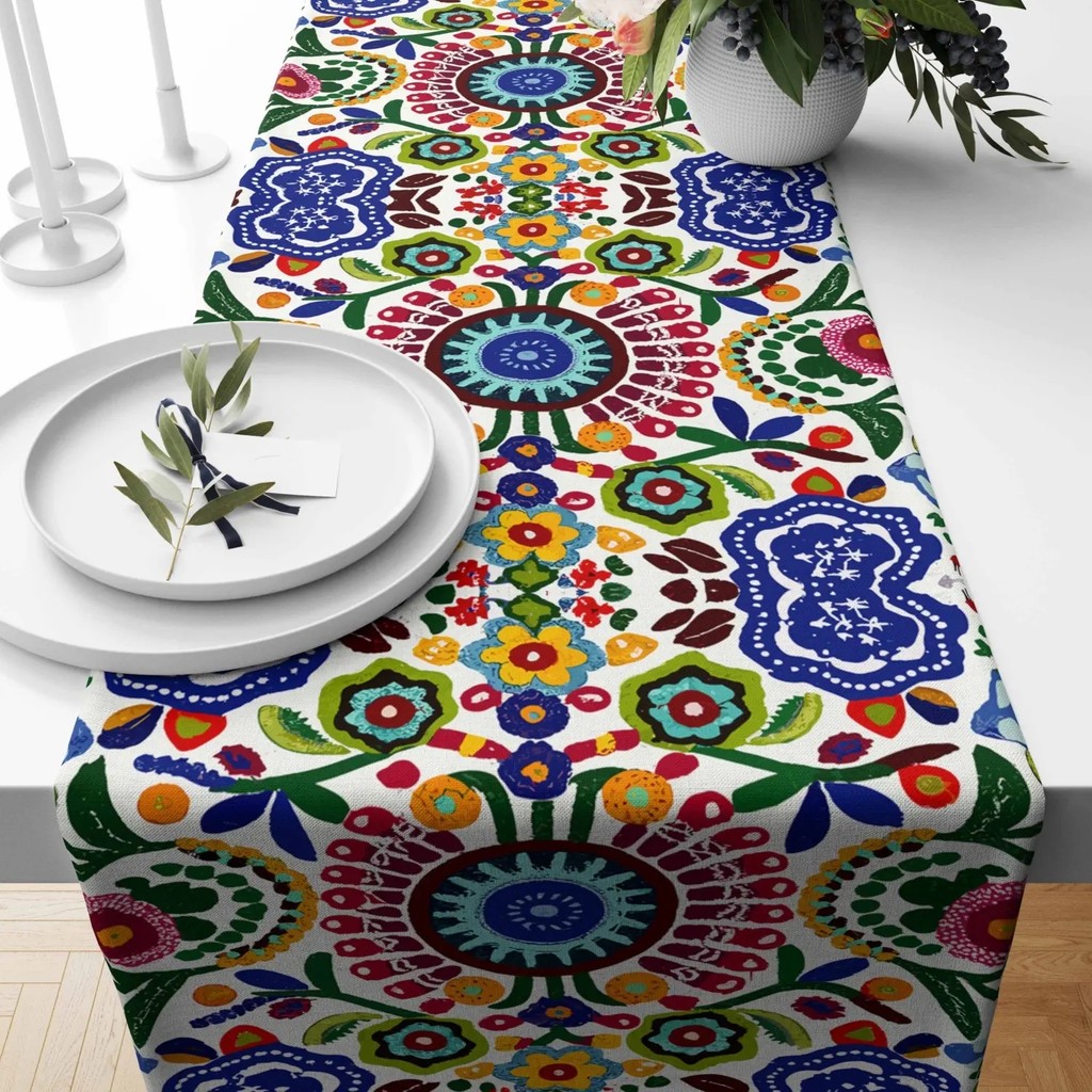 Güzel Mağaza Dijital Baskı Çift Kat Dikişli Mutfak Bahçe Yemek Masası Runner - Beyaz - Yeşil - Kırmızı - 42 x 140 cm SSD / Solid State Drive Fiyatı
