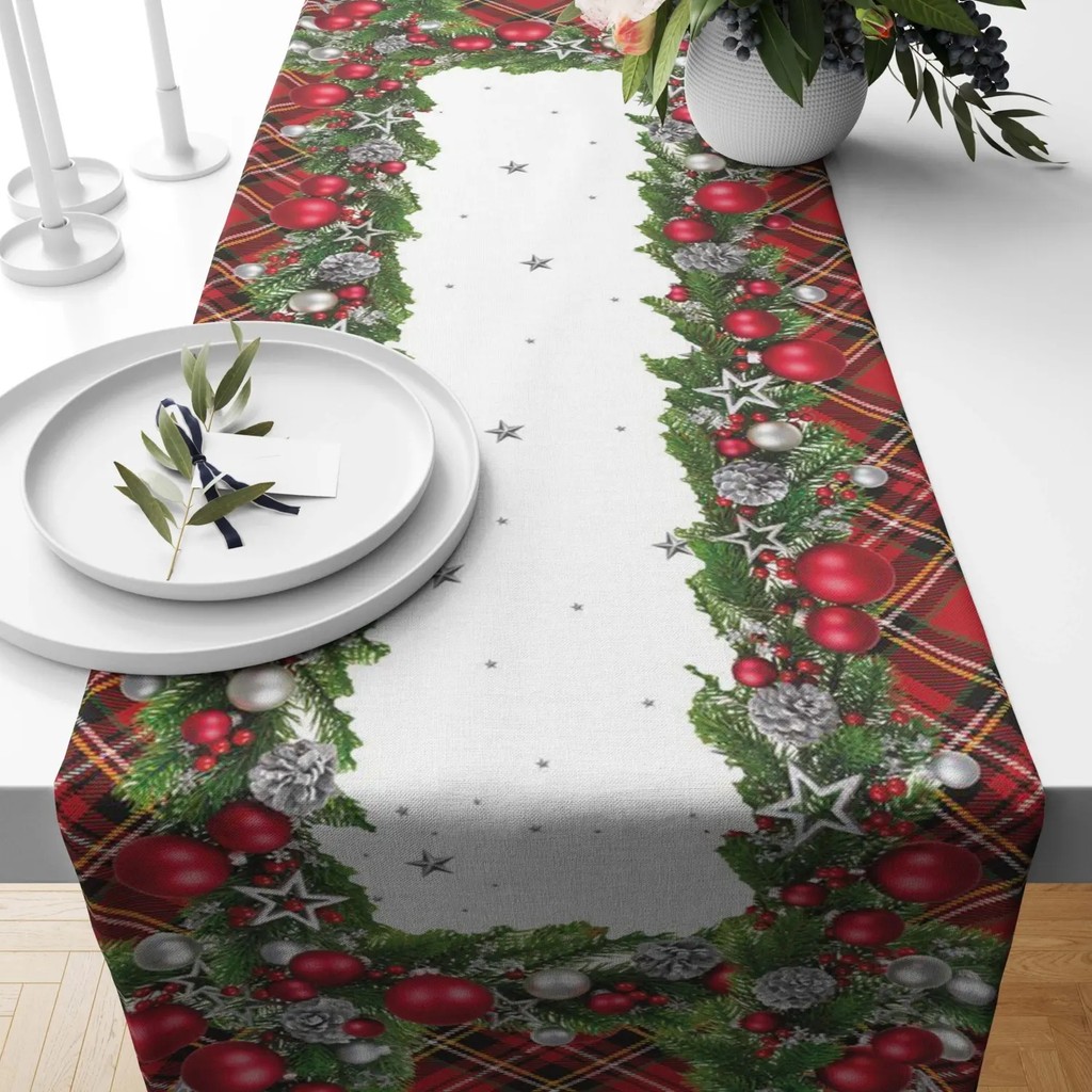 Güzel Mağaza Dijital Baskı Çift Kat Dikişli Mutfak Bahçe Yemek Masası Runner - Kırmızı - Beyaz - 42 x 140 cm SSD / Solid State Drive Fiyatı