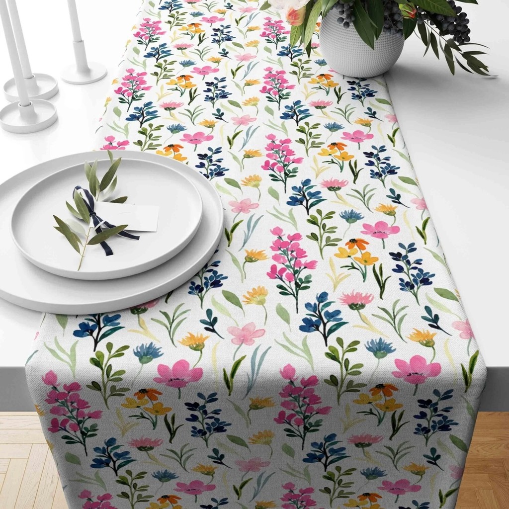 Güzel Mağaza Dijital Baskı Çift Kat Dikişli Mutfak Bahçe Yemek Masası Runner - Renkli Çiçekli - 42 x 140 cm SSD / Solid State Drive Fiyatı