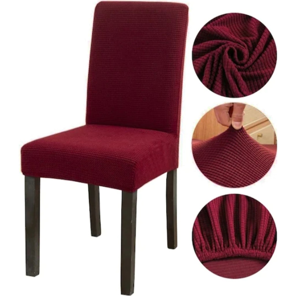 GüzelEvim Tekstil Güzelevim Bambu Sandalye Kılıfı Yıkanabilir Likralı Esnek Lastikli Sandalye Örtüsü - 38 x 56 cm - Bordo Standart Sandalye Fiyatı