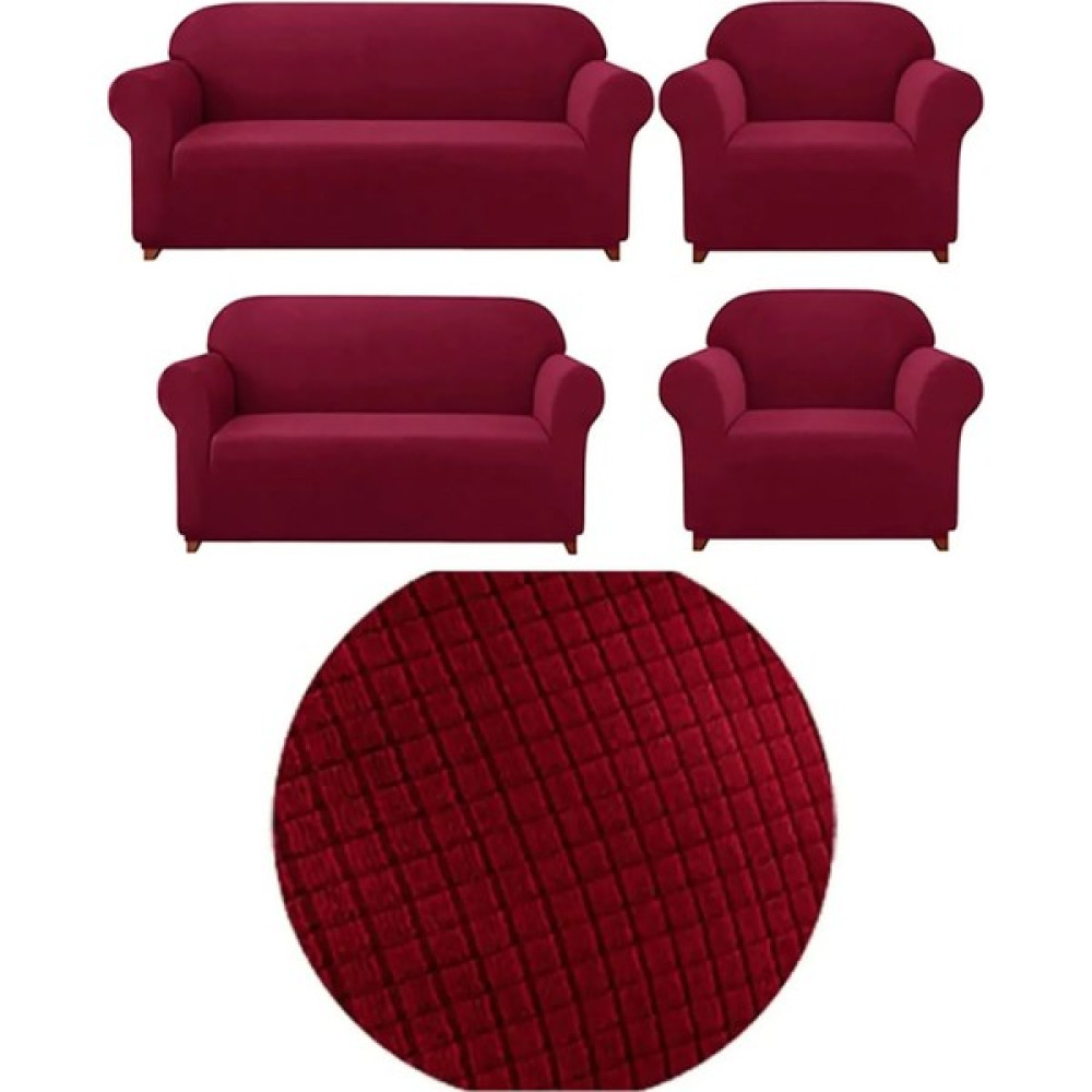 GüzelEvim Tekstil Güzelevim Likralı Pitikare Desen Koltuk Takım Kılıfı 3+2+1+1 Elastik Koltuk Örtü - 180 x 230 cm - Bordo Koltuk & Kanepe Örtüsü Fiyatı