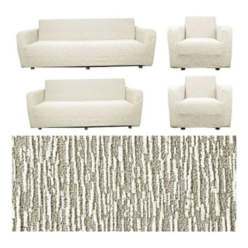 Güzelevim Tekstil Jakarlı Düz Desen Koltuk Takım Kılıfı 3+2+1+1 Elastik Koltuk Örtüsü - 180 x 230 cm - Krem Koltuk & Kanepe Örtüsü Fiyatı