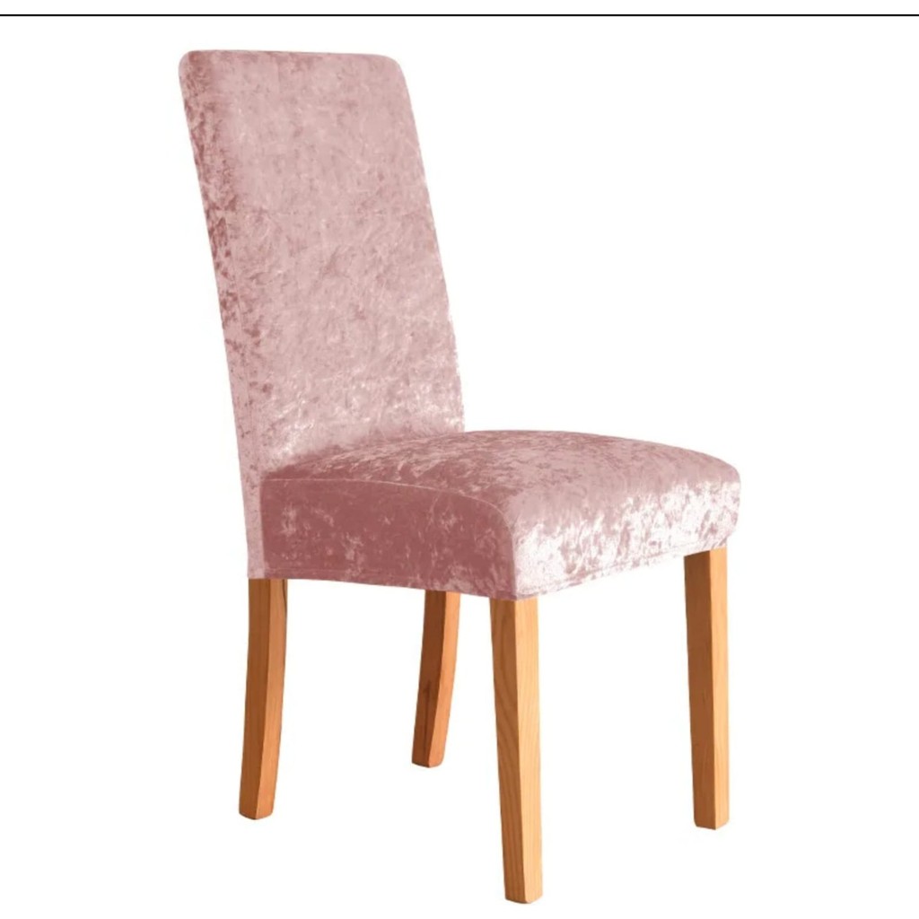 Güzelevim Tekstil Kaliteli Likralı Kadife Sandalye Örtüsü Sandalye Kılıfı Sandalye Koruma Tekli - 35 x 56 cm - Pembe Standart Sandalye Fiyatı